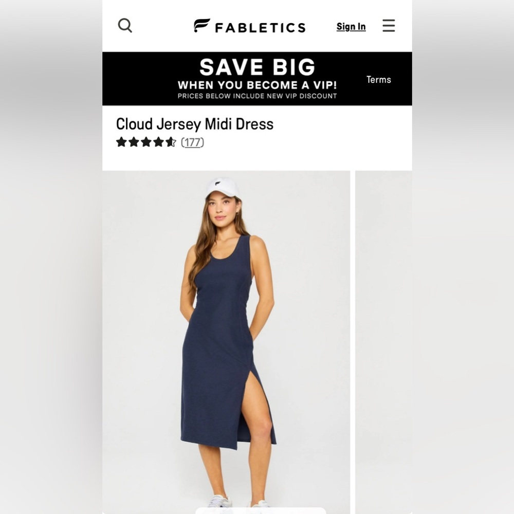 Fabletics Cloud Jersey Midi Dress with Slit